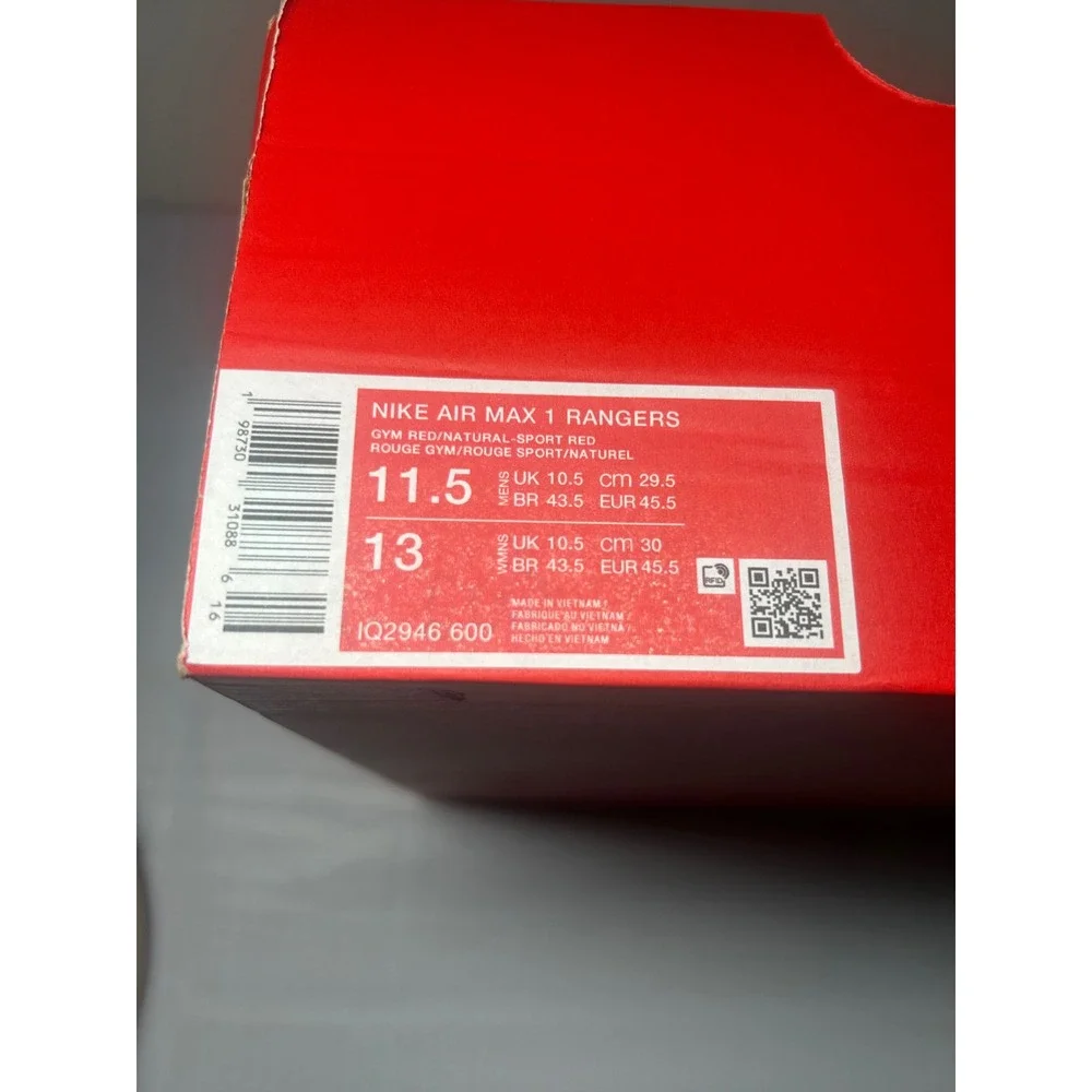 Nike Air Max 1 Texas Rangers City Connect Size 11.5 Men IQ2946 600 New/No Lid